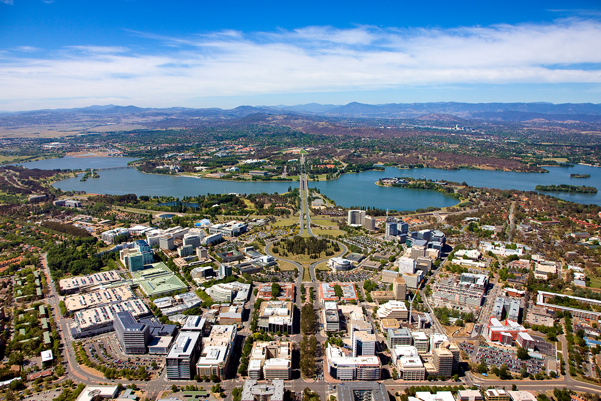 Aerial view of Canberra